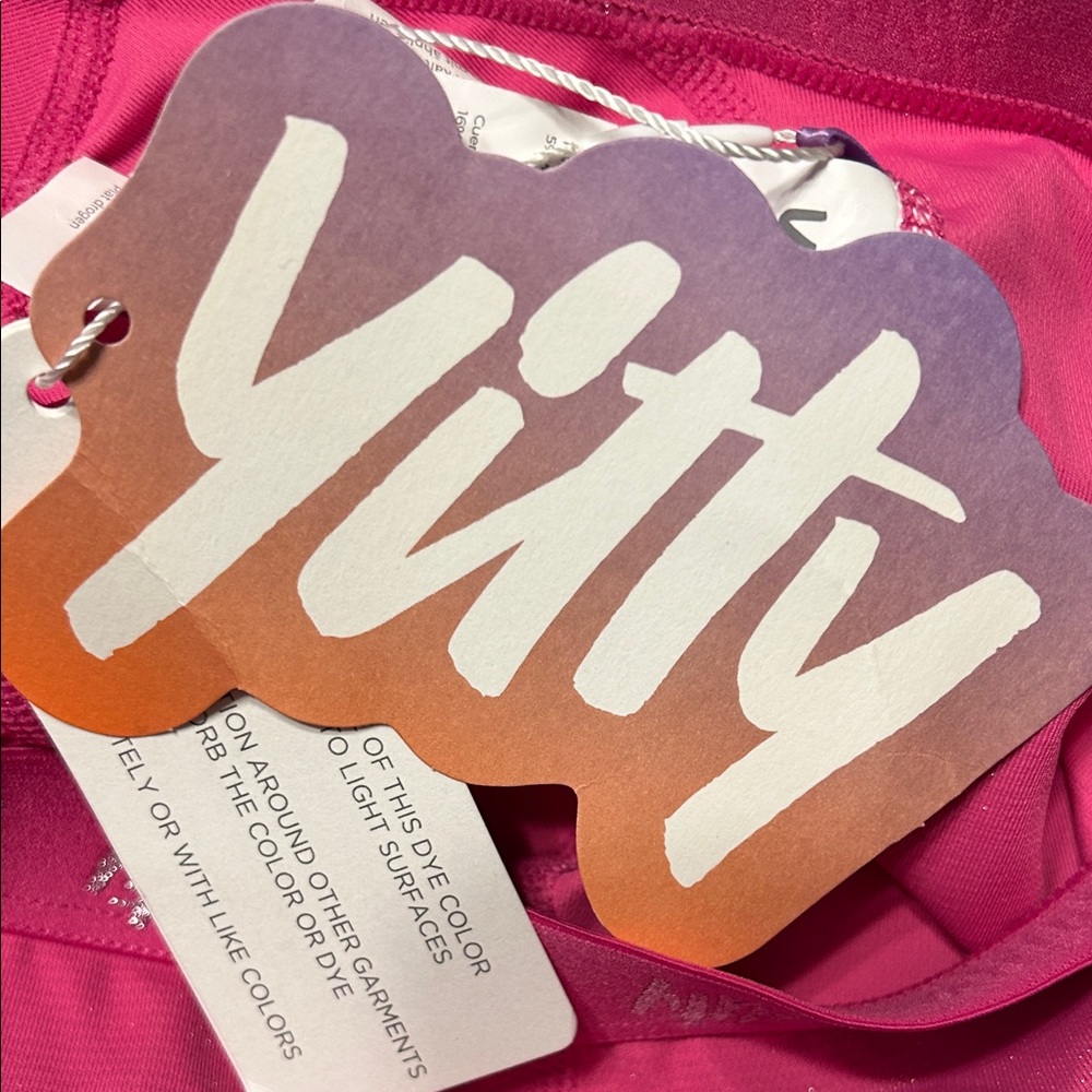 🪗YITTY Hot Pink shimmer ruched Women's Leggings size XS NWT - Picture 7 of 10
